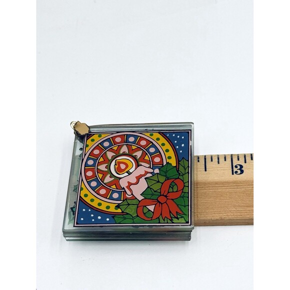 Vintage Christmas Ornament Lot of 5 Glass Cardinal Santa Lion Poinsettia Candle - Picture 8 of 9